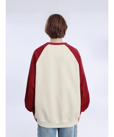 Oversized Sweatshirt Hoodies For Women Fashion Loose Graphic Crewneck Long Sleeve Vintage Fall Sweatshirts Tops Ll3-red $28.5...