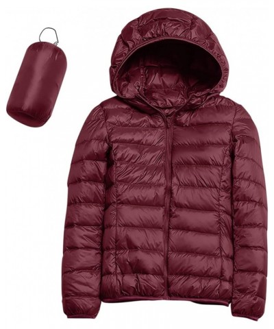 Women's Lightweight Jackets Zipper Hooded Packable Short down Jackets Winter Quilted Puffer Outwear with Pockets Wine $11.69 ...