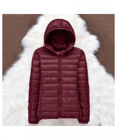 Women's Lightweight Jackets Zipper Hooded Packable Short down Jackets Winter Quilted Puffer Outwear with Pockets Wine $11.69 ...