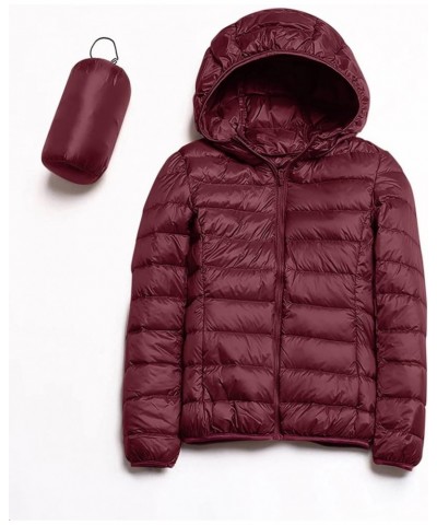 Women's Lightweight Jackets Zipper Hooded Packable Short down Jackets Winter Quilted Puffer Outwear with Pockets Wine $11.69 ...