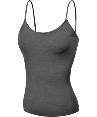 Women's Camisole Built in Bra Wireless Fabric Support Short Cami 3 Pk - Dusty Blue, Hgray, Hcharcoal $7.93 Tanks