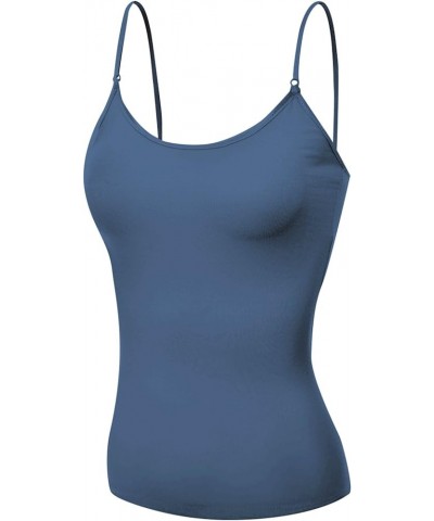 Women's Camisole Built in Bra Wireless Fabric Support Short Cami 3 Pk - Dusty Blue, Hgray, Hcharcoal $7.93 Tanks