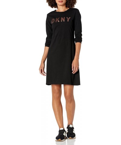 Women's Logo T-Shirt Dress L/S Cotton Blac $25.56 Dresses