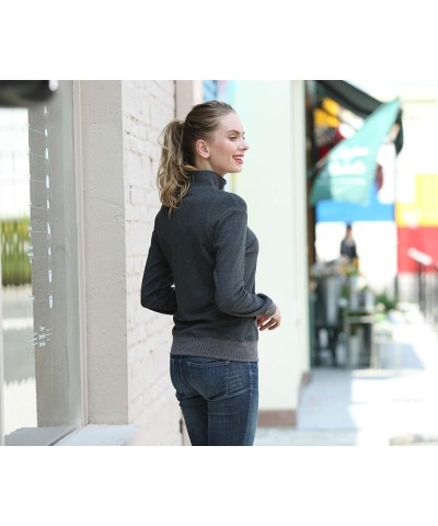 Women's Zip up Sweatshirt Jacket Stand Collar Hoodless Running Sweatshirt with Pockets Long Sleeves - Dark Grey $23.51 Jackets