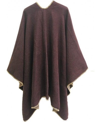 Women Winter Knitted Faux Cashmere Poncho Capes Plus Size Shawl Cardigans Sweater Coat Coffee2 $13.60 Sweaters