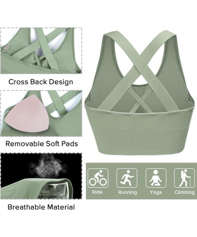 Women Sports Bras High Impact Strappy Cross Back Padded Workout Bras for Running Yoga Gym 5 Pack-black+brown+green+hot Pink+r...