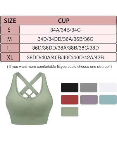 Women Sports Bras High Impact Strappy Cross Back Padded Workout Bras for Running Yoga Gym 5 Pack-black+brown+green+hot Pink+r...