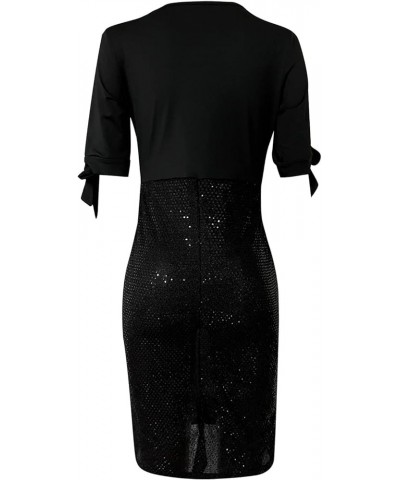 Women's Maxi Dress Large Size Sequin Mesh 5 Minutes Sleeve Waist Dress Sequined Neck Dress Strapless Summer Black $11.55 Dresses