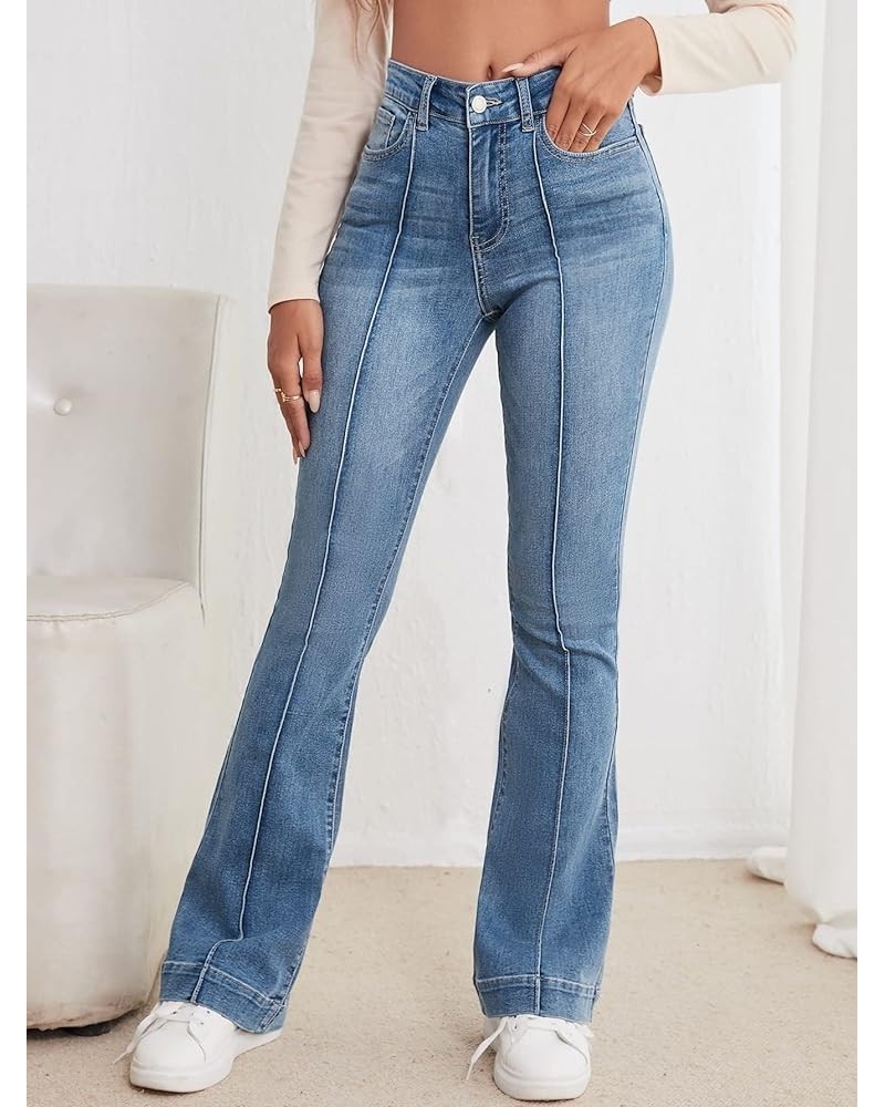 Womens Jeans Jeans for Women Seam Detail Flare Leg Jeans (Color : Medium Wash, Size : Small) Medium Medium Wash $27.63 Jeans