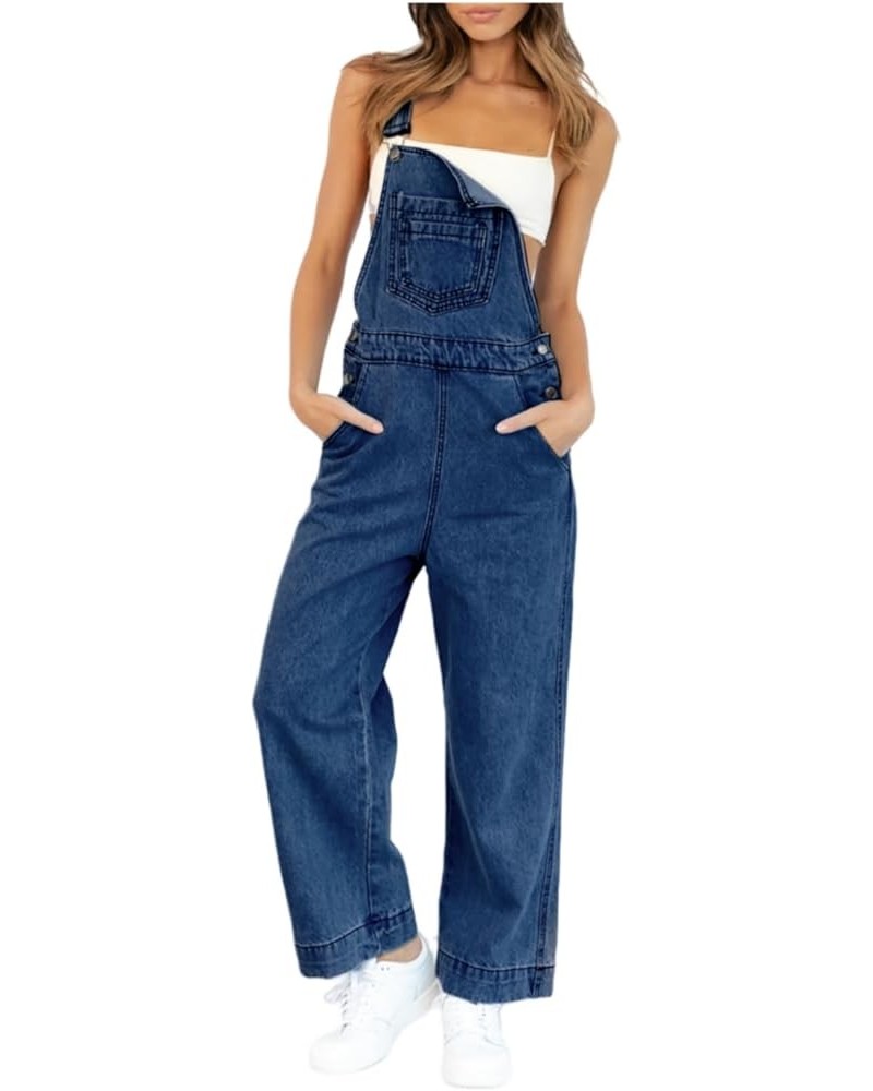 Womens Jean Bib Overalls Adjustable Casual One Piece Jumpsuits Revolt Juniors Stretch Wide Leg Loose Denim Pants Navy $28.41 ...