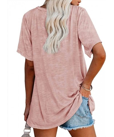 Womens Tunic T Shirts Short Sleeve Round Neck Soft Loose Shirts Summer Casual Tops with Pocket Pink $11.48 Tops