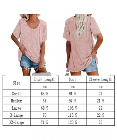 Womens Tunic T Shirts Short Sleeve Round Neck Soft Loose Shirts Summer Casual Tops with Pocket Pink $11.48 Tops