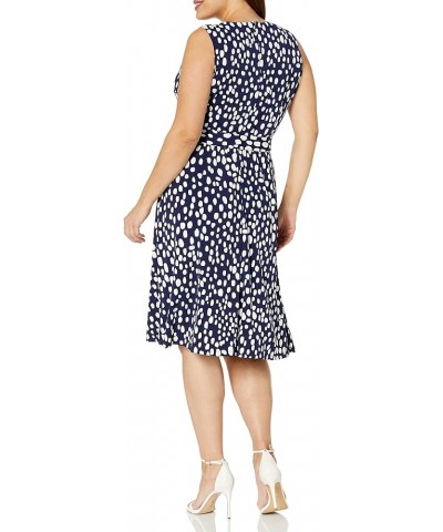 Women's, Sleeveless Jersey Keyhole Belted Midi Dress Navy/Soft White $22.71 Dresses