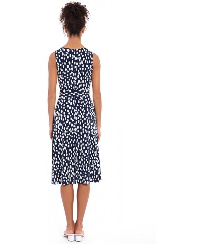 Women's, Sleeveless Jersey Keyhole Belted Midi Dress Navy/Soft White $22.71 Dresses