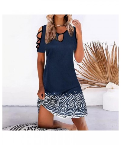 Summer Dress for Women 2022 Sleeveless Knee Length Dress Sexy Casual Sundress Cold Shoulder Dress Swing Dresses (042)blue $6....