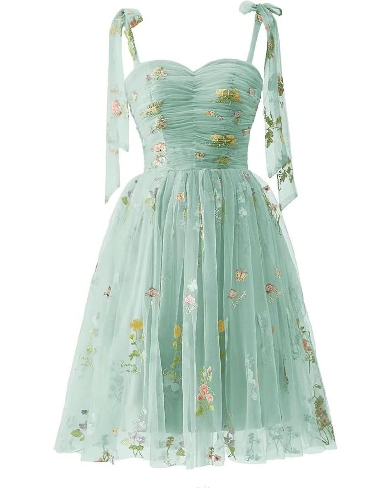 Short Homecoming Dresses 2024 Flower Embroidery Tulle Prom Dress Formal Party Gown for Women Mint $29.39 Dresses