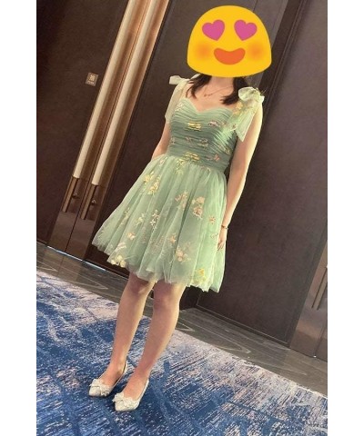 Short Homecoming Dresses 2024 Flower Embroidery Tulle Prom Dress Formal Party Gown for Women Mint $29.39 Dresses