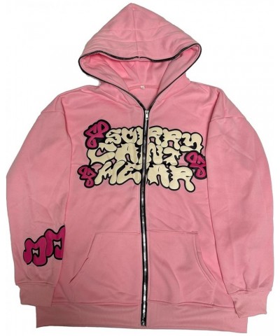 Y2k Zip Up Hoodie Women Puff Print Hoodie Vintage Graphic Streetwear Harajuku Sweater Aesthetic Grunge Jacket B-pink $13.44 H...