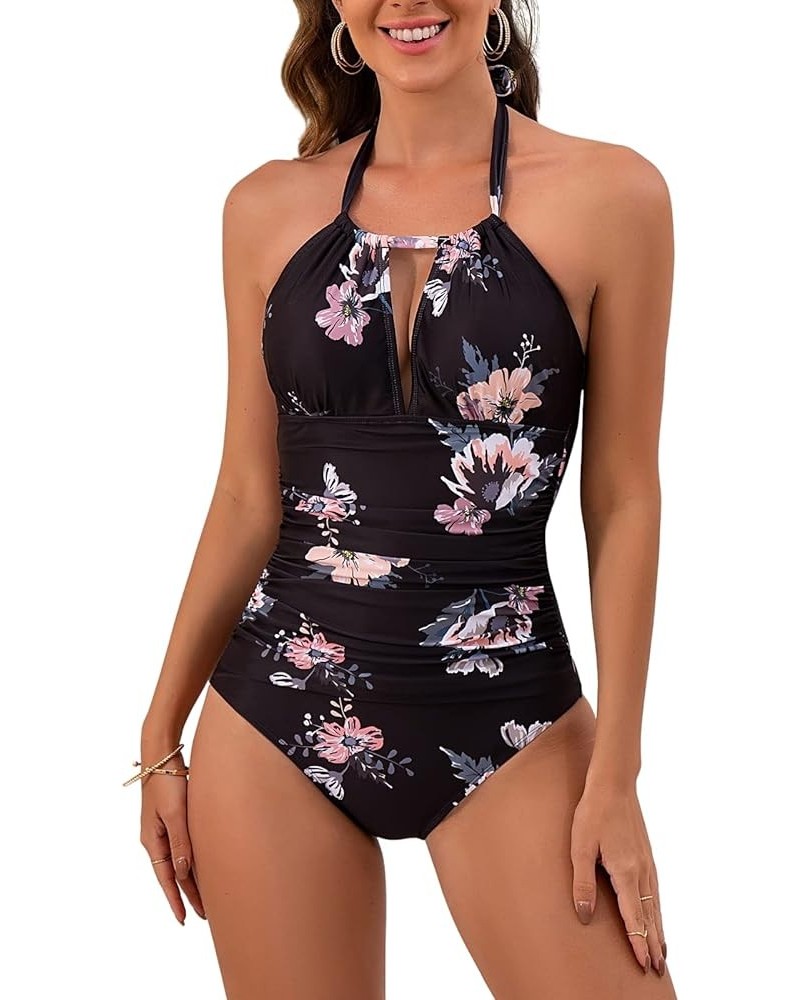 Women's Slimming One Piece Swimsuits Tummy Control Bathing Suit Halter Swimwear for Big Busted Curvy Woman Y-71 $11.99 Swimsuits