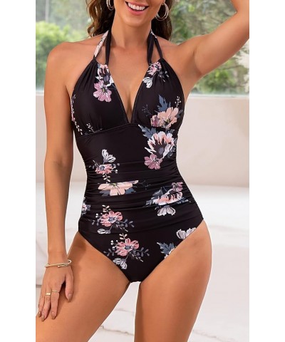 Women's Slimming One Piece Swimsuits Tummy Control Bathing Suit Halter Swimwear for Big Busted Curvy Woman Y-71 $11.99 Swimsuits