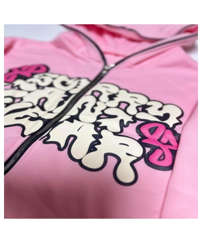 Y2k Zip Up Hoodie Women Puff Print Hoodie Vintage Graphic Streetwear Harajuku Sweater Aesthetic Grunge Jacket B-pink $13.44 H...