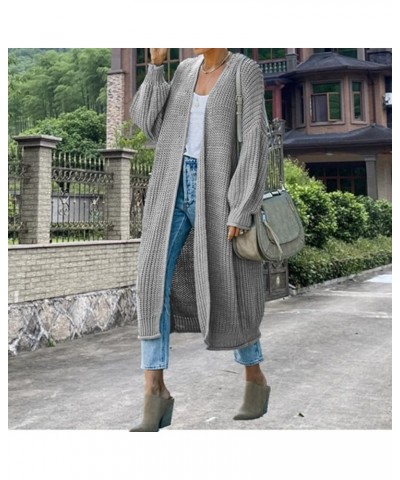 Cardigans Sweater for Women Casual Open Front Lantern Sleeve Oversized Sweater Cable Knit Outerwear Coat with Pocket A16-gy1 ...