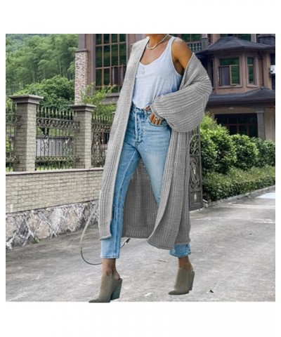 Cardigans Sweater for Women Casual Open Front Lantern Sleeve Oversized Sweater Cable Knit Outerwear Coat with Pocket A16-gy1 ...