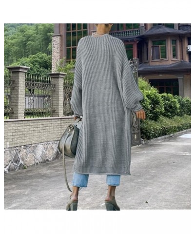 Cardigans Sweater for Women Casual Open Front Lantern Sleeve Oversized Sweater Cable Knit Outerwear Coat with Pocket A16-gy1 ...