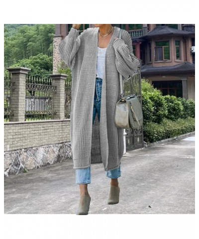 Cardigans Sweater for Women Casual Open Front Lantern Sleeve Oversized Sweater Cable Knit Outerwear Coat with Pocket A16-gy1 ...