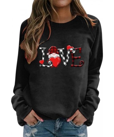 Valentine Shirts for Women Cute Heart Print Long Sleeve Graphic Sweatshirt Casual Loose Holiday Tees Couple Gifts Blouses 17-...