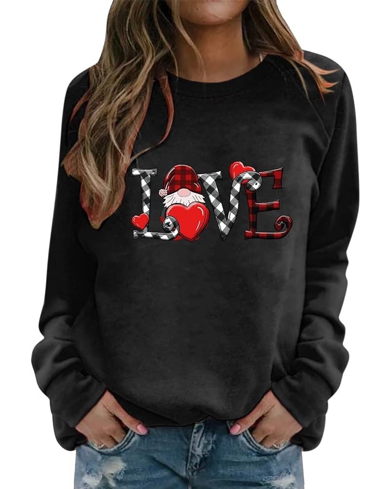 Valentine Shirts for Women Cute Heart Print Long Sleeve Graphic Sweatshirt Casual Loose Holiday Tees Couple Gifts Blouses 17-...