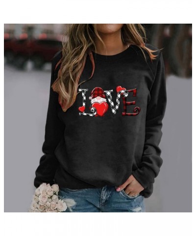 Valentine Shirts for Women Cute Heart Print Long Sleeve Graphic Sweatshirt Casual Loose Holiday Tees Couple Gifts Blouses 17-...