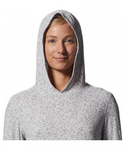 Women's Crater Lake Long Sleeve Hoody for Hiking, Camping, Backpacking, and Casual Wear Grey Ice Wildcat Print $33.00 Activewear