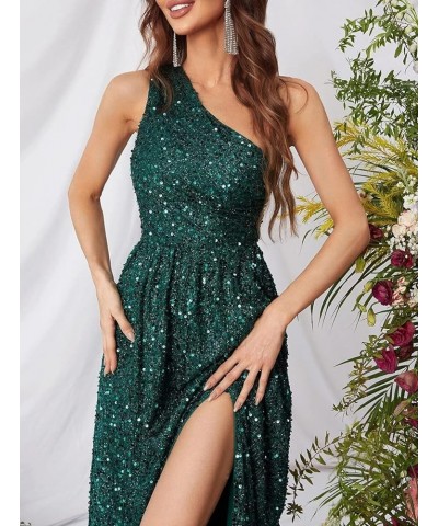 Sparkly One Shoulder Sequin Prom Dresses for Women Side Slit A Line Long Formal Evening Cocktail Gowns for Teens PU005 Light ...