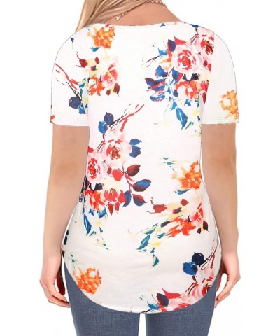 Plus Size Tops for Women Casual Summer T Shirts V Neck Short Sleeve Tunics R_floral $13.95 T-Shirts