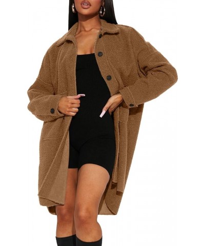 Women's Oversized Fleece Jackets Fuzzy Long Sleeve Open Front Teddy Jackets Sherpa Coat Long Cardigan Outerwear Caramel $28.0...