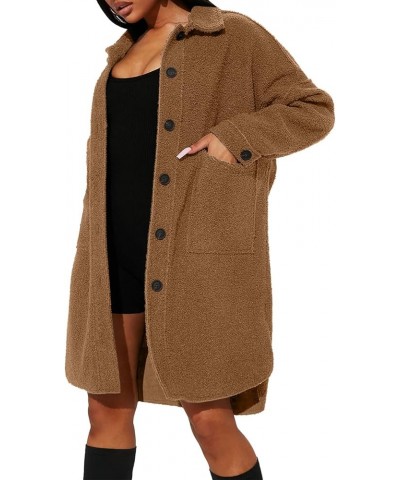 Women's Oversized Fleece Jackets Fuzzy Long Sleeve Open Front Teddy Jackets Sherpa Coat Long Cardigan Outerwear Caramel $28.0...