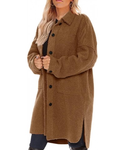 Women's Oversized Fleece Jackets Fuzzy Long Sleeve Open Front Teddy Jackets Sherpa Coat Long Cardigan Outerwear Caramel $28.0...