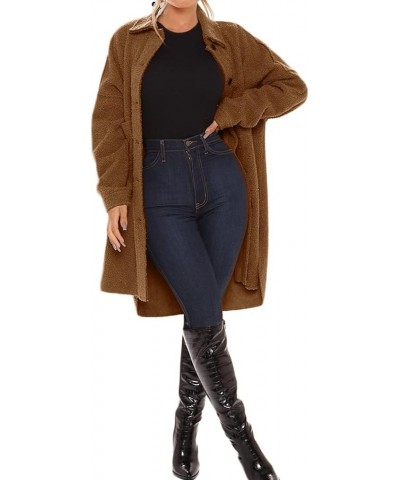 Women's Oversized Fleece Jackets Fuzzy Long Sleeve Open Front Teddy Jackets Sherpa Coat Long Cardigan Outerwear Caramel $28.0...