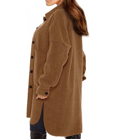 Women's Oversized Fleece Jackets Fuzzy Long Sleeve Open Front Teddy Jackets Sherpa Coat Long Cardigan Outerwear Caramel $28.0...