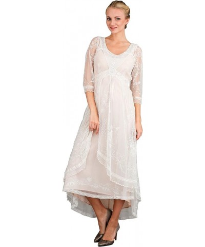 40163 Women's Downton Abbey Vintage Style Wedding Dress in Ivory/Peach Ivory/Peach $126.00 Dresses