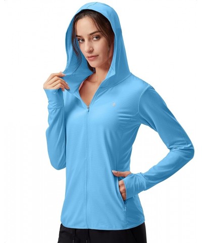 Women's UPF 50+ Sun Protection Hoodie Jacket Lightweight Long Sleeve Sun Shirt for Women with Pocket Hiking Outdoor Blue $16....