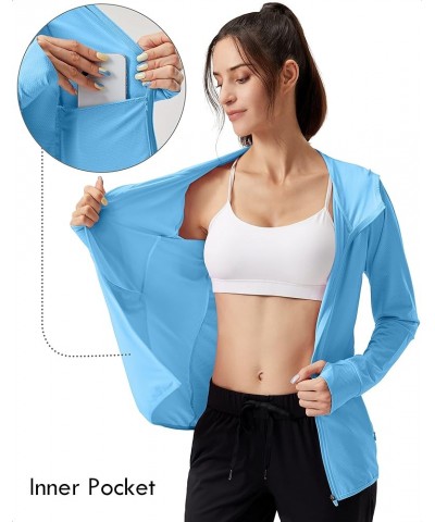 Women's UPF 50+ Sun Protection Hoodie Jacket Lightweight Long Sleeve Sun Shirt for Women with Pocket Hiking Outdoor Blue $16....