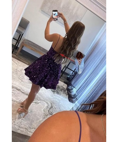 Sparkly Sequin Short Homecoming Dresses for Teens 2023 Sparkly Spaghetti Straps Criss-Crosswith Evening Party Gowns Hot Pink ...