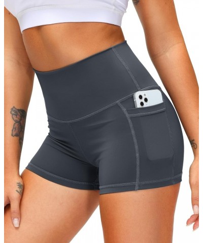 Women's High Waist Yoga Shorts with Side Pockets Tummy Control Running Gym Workout Biker Shorts for Women 8" /3 3 Inch 3" Dar...