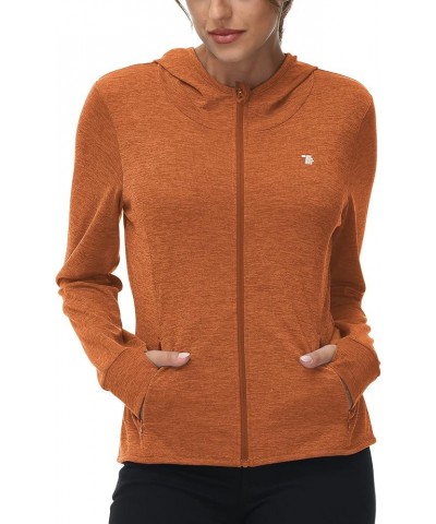 Womens UPF 50+ Sun Protection Hoodie Jackets Light Weight Long Sleeve Shirts Hiking Outdoor Full Zip Tops 5-orange $16.00 Jac...