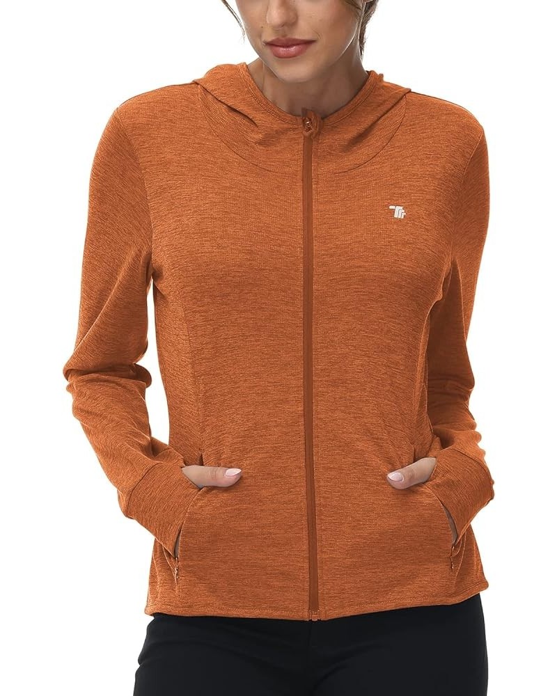 Womens UPF 50+ Sun Protection Hoodie Jackets Light Weight Long Sleeve Shirts Hiking Outdoor Full Zip Tops 5-orange $16.00 Jac...