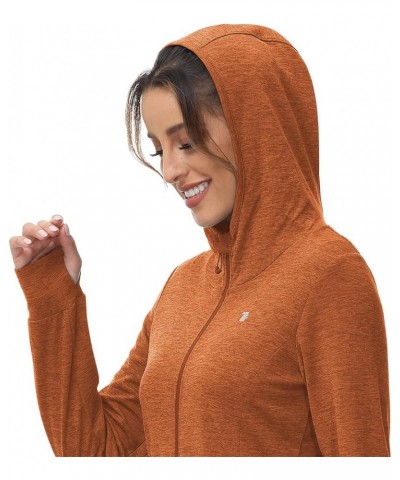 Womens UPF 50+ Sun Protection Hoodie Jackets Light Weight Long Sleeve Shirts Hiking Outdoor Full Zip Tops 5-orange $16.00 Jac...