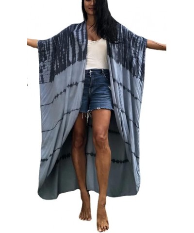 Women Long Beach Kimono Curve Hem Loose open front Bathing suit cover up A-11 Grey $15.18 Others