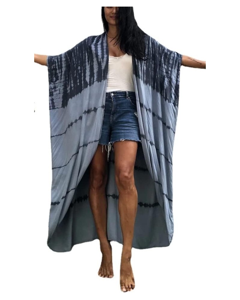 Women Long Beach Kimono Curve Hem Loose open front Bathing suit cover up A-11 Grey $15.18 Others